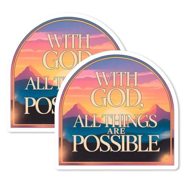 Imagem de With God All Things are Possible Magnet 10,2 cm Versículo da Bíblia Cristã - Ímãs Decorativos de Vinil Forte para Armário de Geladeira Cozinha Escritório - Bonito Divertido Estética Durável e