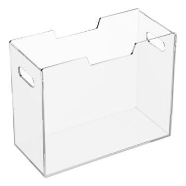 Imagem de Suporte de arquivo de acrílico, organizador de pasta de arquivos transparente com duas alças, grosso, resistente, 31 x 14 x 25 cm para livro, envelopes, correio, documento, caderno, fichário, bolsa