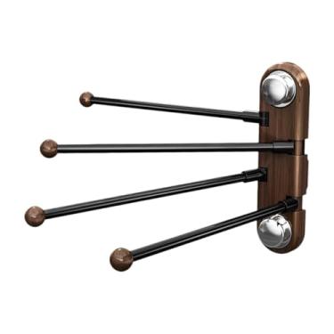 Imagem de Kuntesetty Toalheiro de Parede com Quatro Braços Giratórios, Suporte de Toalhas Multiposições, Barra de Banheiro, Suporte de Lavanderia Dobrável, Metal E Plástic, Preto, Tamanho real