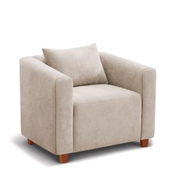 Imagem de Poltrona Decorativa Helena Suede Bege - Inova Decorações