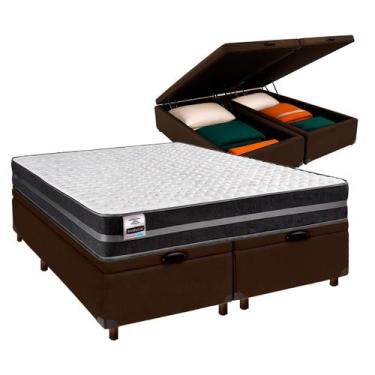 Imagem de Cama Box Bau Blindado Queen + Colchão Molas Ultralastic - Inducol