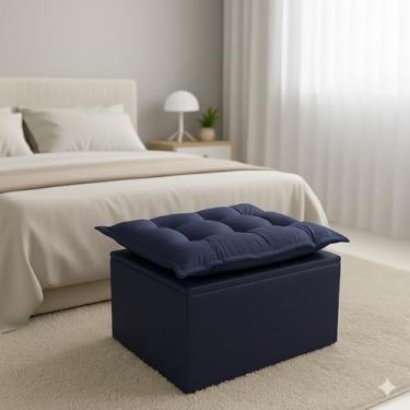 Imagem de Puff Baú Opala Decorativo Organizador Quarto Infantil Bela Móveis (Azul Marinho)