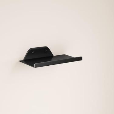 Imagem de Prateleira flutuante para parede, prateleira de parede, prateleira de metal fora do centro para decoração, prateleira suspensa moderna para armazenamento com borda para sala de estar, quarto, banheiro