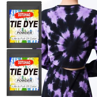 Imagem de DOTUHAO Kit de pó tie dye, cores pretas e roxas, corantes de tecido, corantes permanentes e em pó para lavagem rápida, corantes criativos para roupas (2 cores, 60 g)
