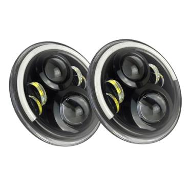 Imagem de Faróis de LED, conjunto de faróis de seta de 17,78 cm, 2 peças para J eE-P JK Wrangler 2007-2017, lâmpada de cabeça frontal redonda brilhante Plug and Play, J225