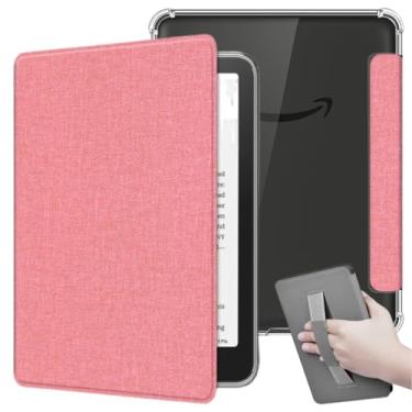 Imagem de Capa de Tecido Para Kindle Paperwhite 12ª Geração 7” (SA569P e SA568B) e Kindle Colorsoft (SA58CB e SA59CP) Auto Hibernação – Fechamento Magnético – Traseira Transparente e Alça de Suporte (Rosa)