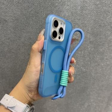 Imagem de Capa fina fosca de luxo para iPhone 13, 11, 12, 14, 15, 16 Pro Max Plus, com estampa de pneu, à prova de choque e alça de pulso, azul claro, para iPhone 12 Pro Max