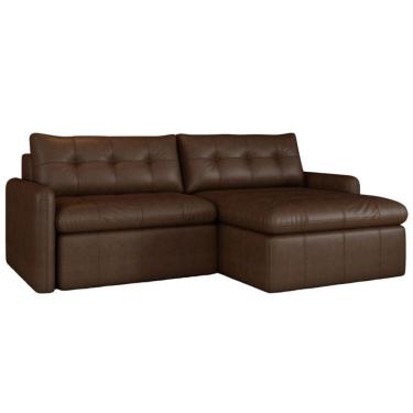 Imagem de Sofá Retrátil 2 Lugares Para Sala de Estar 184cm Zuno P08 Couro Marrom Mescla - Lyam Decor