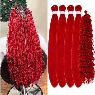 Imagem de Braiding Hair Gozill Red, pré-esticado, Boho Curly, 4x26 polegadas