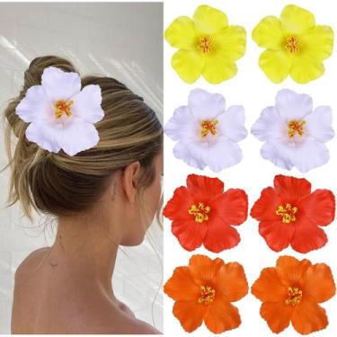 Imagem de Clipes de cabelo Vodolo Hawaiian Flower, 8 unidades para mulheres e me