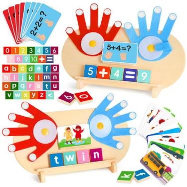 Imagem de Montessori Toys SANANT 2 em 1, contagem de números de madeira e jogo A