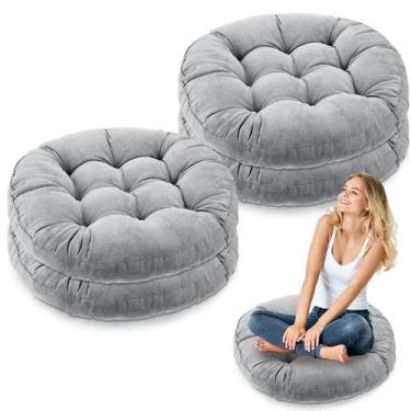 Imagem de Almofadas de chão Jerify Round Square 55x55cm cinza claro