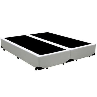 Imagem de Base Box King Bipartido Suede Branco 38x198x203 - RR COLCHOES