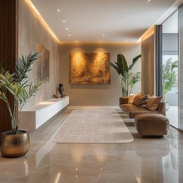 Imagem de Tapetes São Carlos – Tapete Mariana Orgânico Coral Cantos | Design Listrado, Toque Macio, Proteção Antiácaro e UV, Estilo Moderno para Salas | 1,2cm x 1,5m x 2m