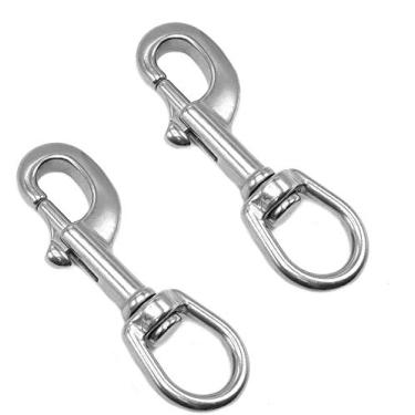 Imagem de Amadget 2 peças de aço inoxidável 316 ganchos de pressão de parafuso de olhal giratório barco grau marítimo clipe de corrente de gatilho de extremidade única para mergulho, coleira para animais de