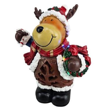 Imagem de Rena Natal Led Musica Som Natalino Decoraçao Arvore Loja Vitrine Mesa 