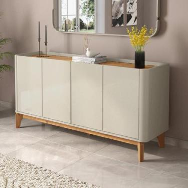 Imagem de Buffet Balcão 160cm Sala com 4 Portas Flip 1.6 Patrimar Off White/Cina