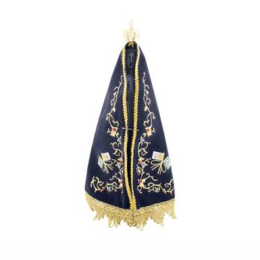 Imagem de Nossa Senhora Aparecida Manto Tecido 35.5cm Enfeite Resina - tasco