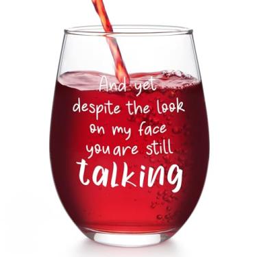 Imagem de Futtumy And Yet Despite the Look on My Face You Are Still Talking Copos de vinho, presentes engraçados de elefante branco para mulheres, presentes de Natal engraçados para mulheres, chefe senhora,
