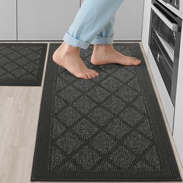 Imagem de COSY HOMEER Tapetes de cozinha, 2 peças de tapete de cozinha antiderrapante, lavável, tapetes absorventes para chão de cozinha, 100% polipropileno tapete de pia de cozinha 50,8 x 81,3 cm + 50,8 cm x