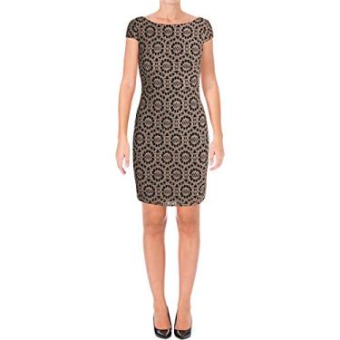 Imagem de Tommy Hilfiger Vestido feminino de renda rosa e manga cavada, Ouro rosa/preto, 40