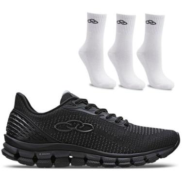 Imagem de Kit 1 Tênis Olympikus Estilo 2 e 3 Pares de meia cano médio, Preto, 37