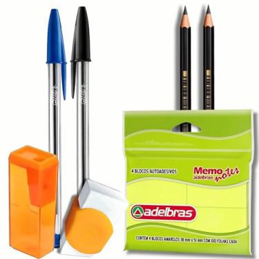Imagem de Bic Volta as Aulas Kit Material Escolar Completo Lápis Caneta BIC Bloco Adesivo Apontador Escrita Confortável Durabilidade