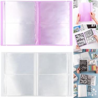 Imagem de Pacote com 2 adesivos grandes para armazenamento de fotos, álbum de carimbos e matrizes de corte, pasta organizadora de livros para armazenamento de cartões, faça você mesmo, scrapbook, suprimentos