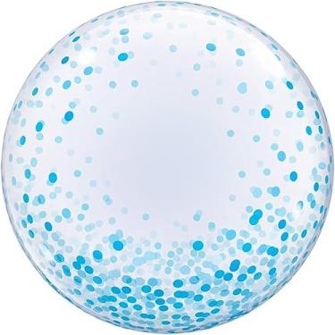 Imagem de Kit De 5 Ou De 10 Balão Cristal Transparente N9 Com Confete 10 mm Colorido, Festas e Decoração.(C/10 Azul Claro)