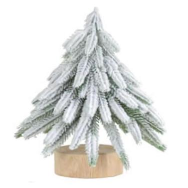 Imagem de Árvore de Natal flocada de neve artificial, enfeite de árvore de Natal de mesa para presente de decoração de escritório (branco, CH)