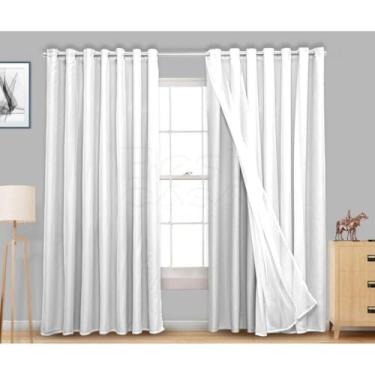 Imagem de Cortina Premium Voil e Microfibra, 400 x 270 Metros, Branca, Proteção Solar 50%, para Quarto e Sala