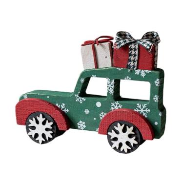 Imagem de predolo Enfeite de madeira para caminhão, decoração de Natal, mesa de Natal, peça central para casa, feriado, sala de estar, prateleira, cozinha, Verde