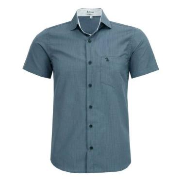 Imagem de Camisa Social Maquinetado Amil Manga Curta Com Bolso Passa Fácil 1907,