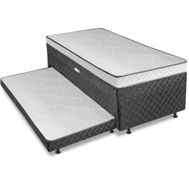 Imagem de Cama Bibox com Baú Solteiro Ortopédica com Cama Auxiliar Conjugada 88x188x51cm Gabi