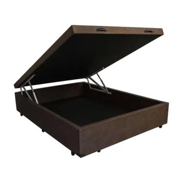 Imagem de Base Box Baú Casal 138x188 Suede Com Pistão A Gás