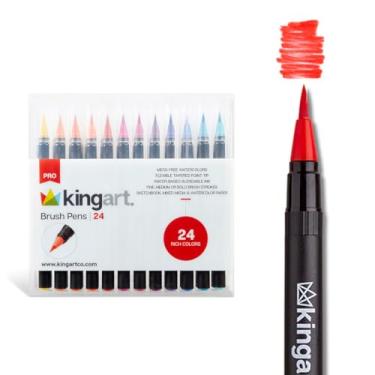 Imagem de KingArt Studio Real Brush Pen Marcadores de arte, conjunto de 24, cores exclusivas, 24 unidades