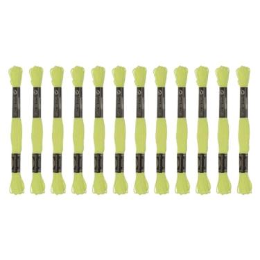 Imagem de Generic 12 novelos de fio de bordado 8,75 m (8 m) fio de ponto cruz de algodão egípcio de grampo longo para costurar, pulseira faça você mesmo, fio e artesanato, verde-amarelo (6012)