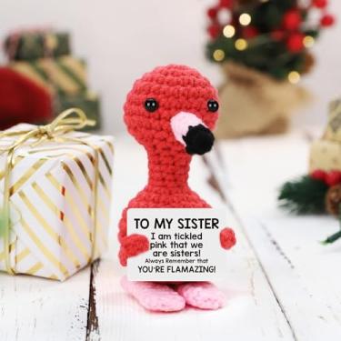 Imagem de Presentes para irmãs presentes de formatura de aniversário, meias de Natal, presentes de irmãs, presente de amizade para melhores amigas melhores amigas cunhada, mini decorações de flamingo de animais