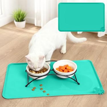 Imagem de Jogo americano para animais de estimação, tapete de alimentação de silicone antiderrapante à prova d'água, fácil de limpar, perfeito para cães e gatos, tapete de prato de longa duração para animais de
