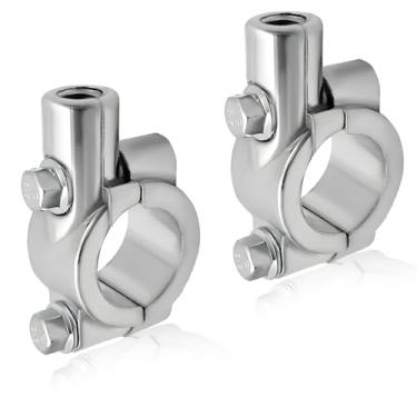 Imagem de MTRPS 2 peças de suporte para espelho de guidão de motocicleta, adaptador de montagem de rosca de espelho de 10 mm para guidão de 7/20.3 cm, braçadeira de suporte de espelhos retrovisores de alumínio