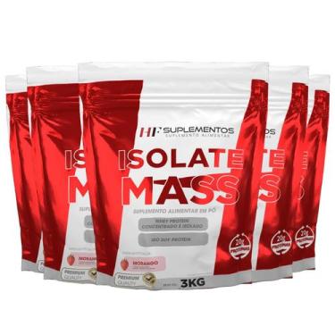 Imagem de 5x hipercalorico isolate mass 3 kg morango hf suplementos
