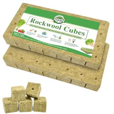 Imagem de Halatool 56 peças de cubos de lã de rocha de 3,8 cm - plugues iniciantes de sementes de lã de rocha para iniciador de mudas, jardinagem hidropônica, cultivo sem solo e clonagem de plantas (2 folhas)