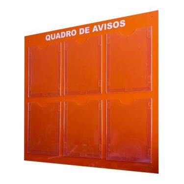 Imagem de Quadro Aviso Gestão Á Vista 6 Displays A4 ACM Laranja - DC Express