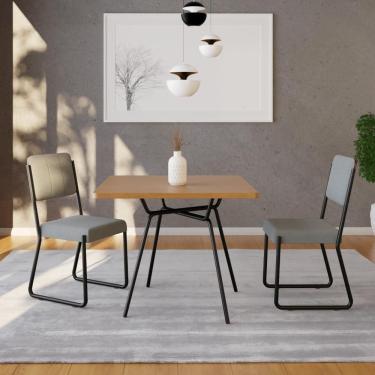 Imagem de Mesa De Jantar Quadrada Soho 90cm Ciliegio - Est.preta