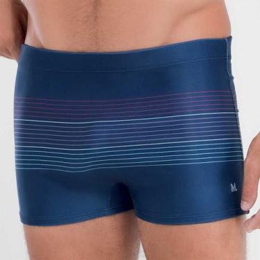 Imagem de Sunga boxer com estampa de listras finas coloridas plus size - MASH