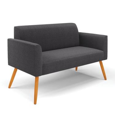 Imagem de Sofá 2 Lugares Namoradeira Pé Palito Castanho Marisa Bouclê Grafite D03 - D'rossi