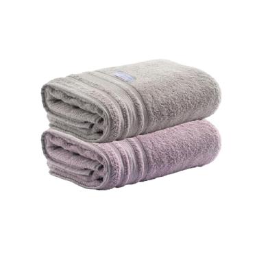 Imagem de Jogo de Toalhas de Banho Ele/Ela Avere 100% Algod�o, 80x150cm, 500g/m�, Toque Macio, Alta Absor��o e Design Sofisticado � Altihaus (Cinza/Azaleia)