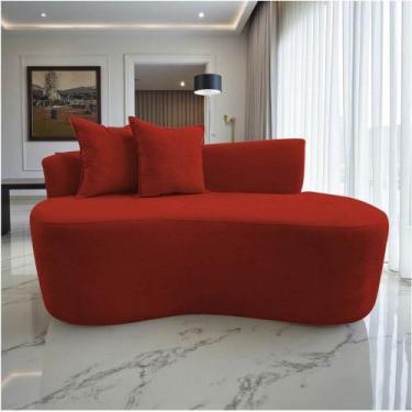 Imagem de Namoradeira Sofá Feijão Hana Orgânica Couro Vermelho - Mazzero Decor