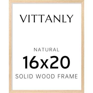 Imagem de Vittanly Porta-retrato de 40,6 x 50,8 cm, moldura de madeira maciça com acrílico, inclui tapete de 28 x 35,5 cm, pendurar na parede para fotos, decoração de casa, natural, 1 pacote