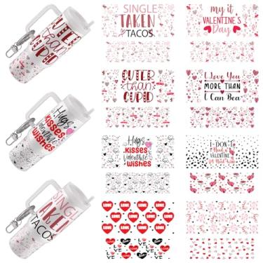 Imagem de XRTHGS Envoltório UV DTF - 16 folhas de adesivos de transferência a frio com citações de dia dos namorados para chaveiros de motel, envoltórios Uvdtf DIY para chaveiro de hotel em branco, esfregar à